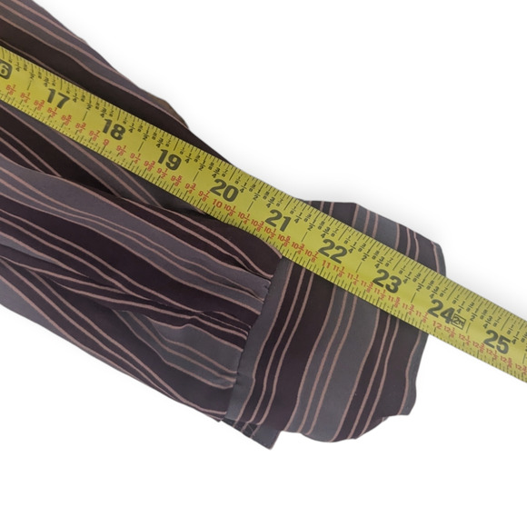 Vintage Jonathon Martin Blouse 9/10 Mauve Stripe Button Down Neck Bowtie - Picture 7 of 9